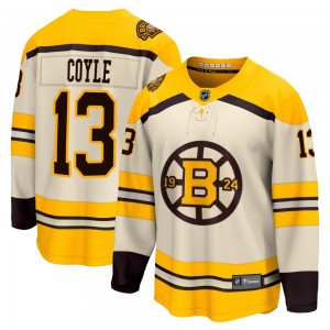 Youth Fanatics Branded Boston Bruins Charlie Coyle Cream Breakaway 100th Anniversary Jersey - Premier