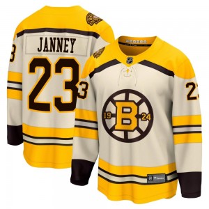 Youth Fanatics Branded Boston Bruins Craig Janney Cream Breakaway 100th Anniversary Jersey - Premier