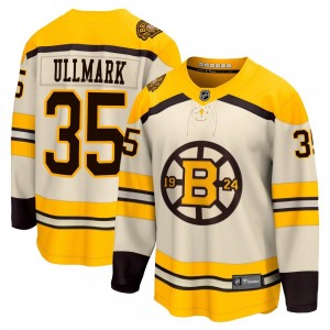 Youth Fanatics Branded Boston Bruins Linus Ullmark Cream Breakaway 100th Anniversary Jersey - Premier