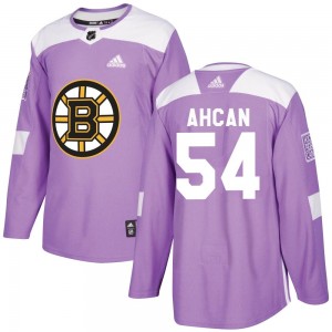 Men's Adidas Boston Bruins Jack Ahcan Purple Fights Cancer Practice Jersey - Authentic