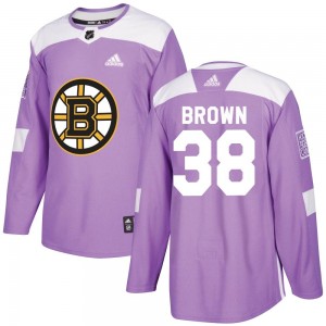 Men's Adidas Boston Bruins Patrick Brown Purple Fights Cancer Practice Jersey - Authentic