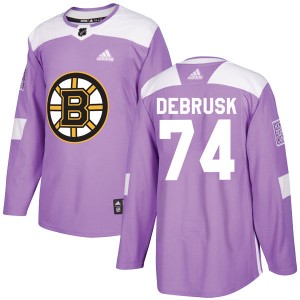 Men's Adidas Boston Bruins Jake DeBrusk Purple Fights Cancer Practice Jersey - Authentic