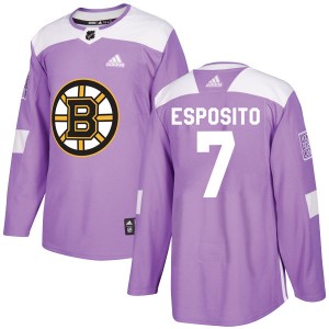 Men's Adidas Boston Bruins Phil Esposito Purple Fights Cancer Practice Jersey - Authentic