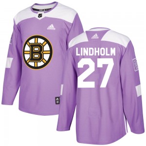 Men's Adidas Boston Bruins Hampus Lindholm Purple Fights Cancer Practice Jersey - Authentic