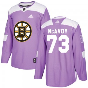 Men's Adidas Boston Bruins Charlie McAvoy Purple Fights Cancer Practice Jersey - Authentic