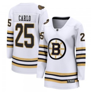 Women's Fanatics Branded Boston Bruins Brandon Carlo White Breakaway 100th Anniversary Jersey - Premier