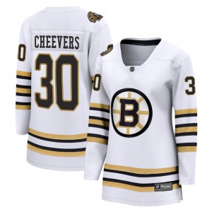 Women's Fanatics Branded Boston Bruins Gerry Cheevers White Breakaway 100th Anniversary Jersey - Premier
