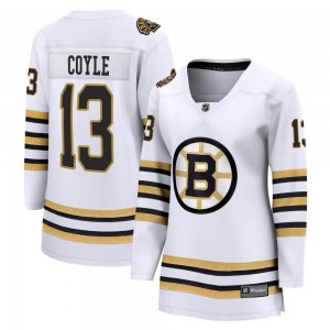 Women's Fanatics Branded Boston Bruins Charlie Coyle White Breakaway 100th Anniversary Jersey - Premier