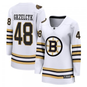 Women's Fanatics Branded Boston Bruins Matt Grzelcyk White Breakaway 100th Anniversary Jersey - Premier