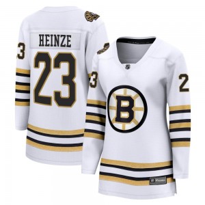 Women's Fanatics Branded Boston Bruins Steve Heinze White Breakaway 100th Anniversary Jersey - Premier