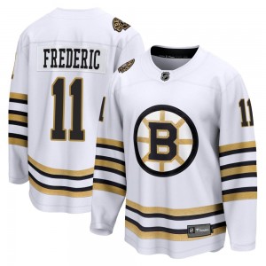 Youth Fanatics Branded Boston Bruins Trent Frederic White Breakaway 100th Anniversary Jersey - Premier