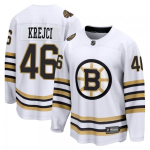 Youth Fanatics Branded Boston Bruins David Krejci White Breakaway 100th Anniversary Jersey - Premier