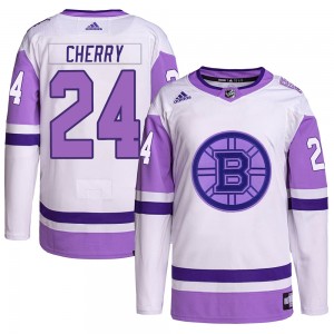 Men's Adidas Boston Bruins Don Cherry White/Purple Hockey Fights Cancer Primegreen Jersey - Authentic