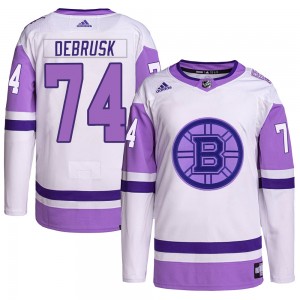 Men's Adidas Boston Bruins Jake DeBrusk White/Purple Hockey Fights Cancer Primegreen Jersey - Authentic