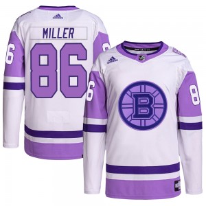 Men's Adidas Boston Bruins Kevan Miller White/Purple Hockey Fights Cancer Primegreen Jersey - Authentic