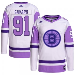 Men's Adidas Boston Bruins Marc Savard White/Purple Hockey Fights Cancer Primegreen Jersey - Authentic