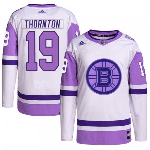 Men's Adidas Boston Bruins Joe Thornton White/Purple Hockey Fights Cancer Primegreen Jersey - Authentic