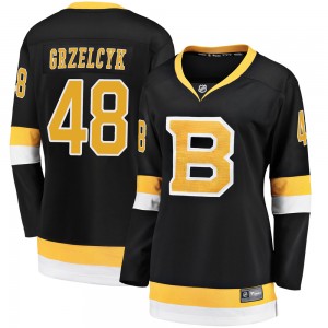 Women's Fanatics Branded Boston Bruins Matt Grzelcyk Black Breakaway Alternate Jersey - Premier