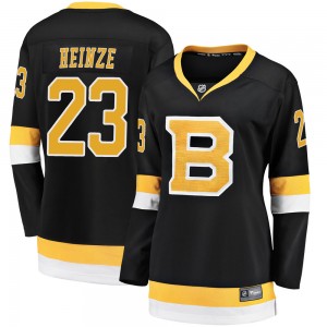 Women's Fanatics Branded Boston Bruins Steve Heinze Black Breakaway Alternate Jersey - Premier