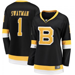 Women's Fanatics Branded Boston Bruins Jeremy Swayman Black Breakaway Alternate Jersey - Premier