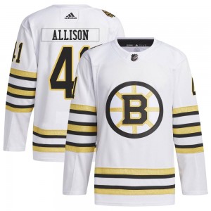 Men's Adidas Boston Bruins Jason Allison White 100th Anniversary Primegreen Jersey - Authentic