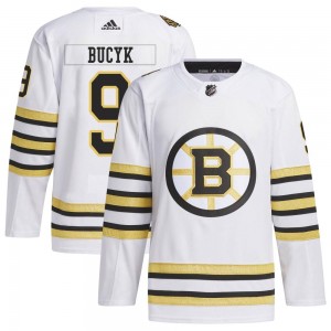 Men's Adidas Boston Bruins Johnny Bucyk White 100th Anniversary Primegreen Jersey - Authentic