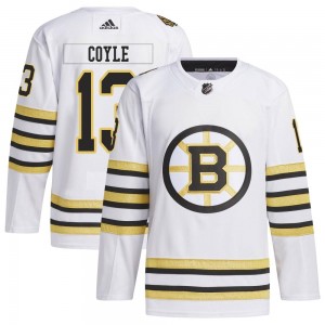 Men's Adidas Boston Bruins Charlie Coyle White 100th Anniversary Primegreen Jersey - Authentic