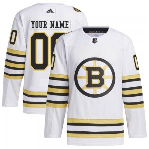Men's Adidas Boston Bruins Custom White Custom 100th Anniversary Primegreen Jersey - Authentic