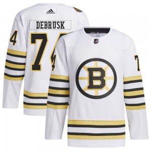 Men's Adidas Boston Bruins Jake DeBrusk White 100th Anniversary Primegreen Jersey - Authentic