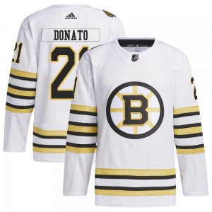 Men's Adidas Boston Bruins Ted Donato White 100th Anniversary Primegreen Jersey - Authentic