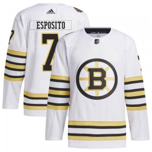 Men's Adidas Boston Bruins Phil Esposito White 100th Anniversary Primegreen Jersey - Authentic