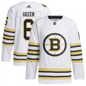 Men's Adidas Boston Bruins Ted Green White 100th Anniversary Primegreen Jersey - Authentic