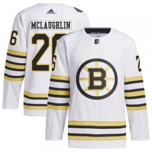 Men's Adidas Boston Bruins Marc McLaughlin White 100th Anniversary Primegreen Jersey - Authentic