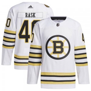 Men's Adidas Boston Bruins Tuukka Rask White 100th Anniversary Primegreen Jersey - Authentic