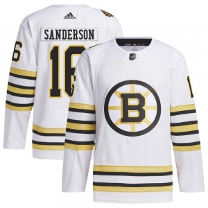 Men's Adidas Boston Bruins Derek Sanderson White 100th Anniversary Primegreen Jersey - Authentic