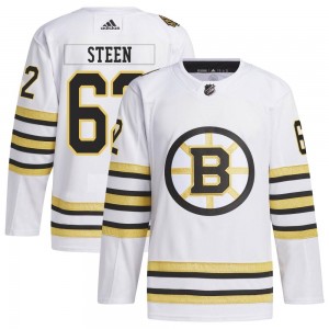 Men's Adidas Boston Bruins Oskar Steen White 100th Anniversary Primegreen Jersey - Authentic