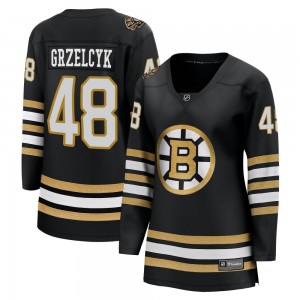 Women's Fanatics Branded Boston Bruins Matt Grzelcyk Black Breakaway 100th Anniversary Jersey - Premier