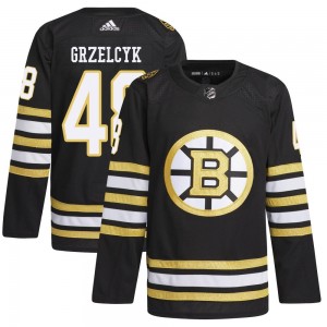 Youth Adidas Boston Bruins Matt Grzelcyk Black 100th Anniversary Primegreen Jersey - Authentic