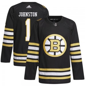 Youth Adidas Boston Bruins Eddie Johnston Black 100th Anniversary Primegreen Jersey - Authentic