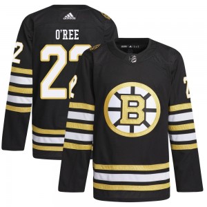 Youth Adidas Boston Bruins Willie O'ree Black 100th Anniversary Primegreen Jersey - Authentic