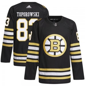 Youth Adidas Boston Bruins Luke Toporowski Black 100th Anniversary Primegreen Jersey - Authentic