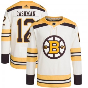 Youth Adidas Boston Bruins Wayne Cashman Cream 100th Anniversary Primegreen Jersey - Authentic