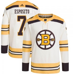 Youth Adidas Boston Bruins Phil Esposito Cream 100th Anniversary Primegreen Jersey - Authentic