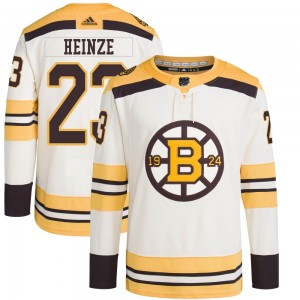 Youth Adidas Boston Bruins Steve Heinze Cream 100th Anniversary Primegreen Jersey - Authentic