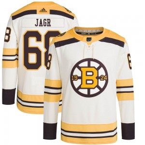 Youth Adidas Boston Bruins Jaromir Jagr Cream 100th Anniversary Primegreen Jersey - Authentic