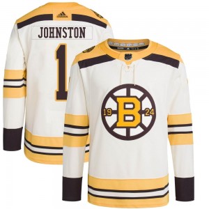 Youth Adidas Boston Bruins Eddie Johnston Cream 100th Anniversary Primegreen Jersey - Authentic