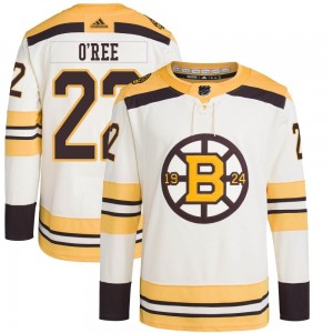 Youth Adidas Boston Bruins Willie O'ree Cream 100th Anniversary Primegreen Jersey - Authentic