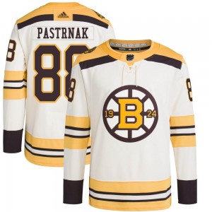 Youth Adidas Boston Bruins David Pastrnak Cream 100th Anniversary Primegreen Jersey - Authentic