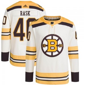 Youth Adidas Boston Bruins Tuukka Rask Cream 100th Anniversary Primegreen Jersey - Authentic