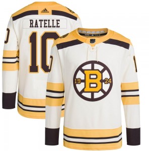 Youth Adidas Boston Bruins Jean Ratelle Cream 100th Anniversary Primegreen Jersey - Authentic